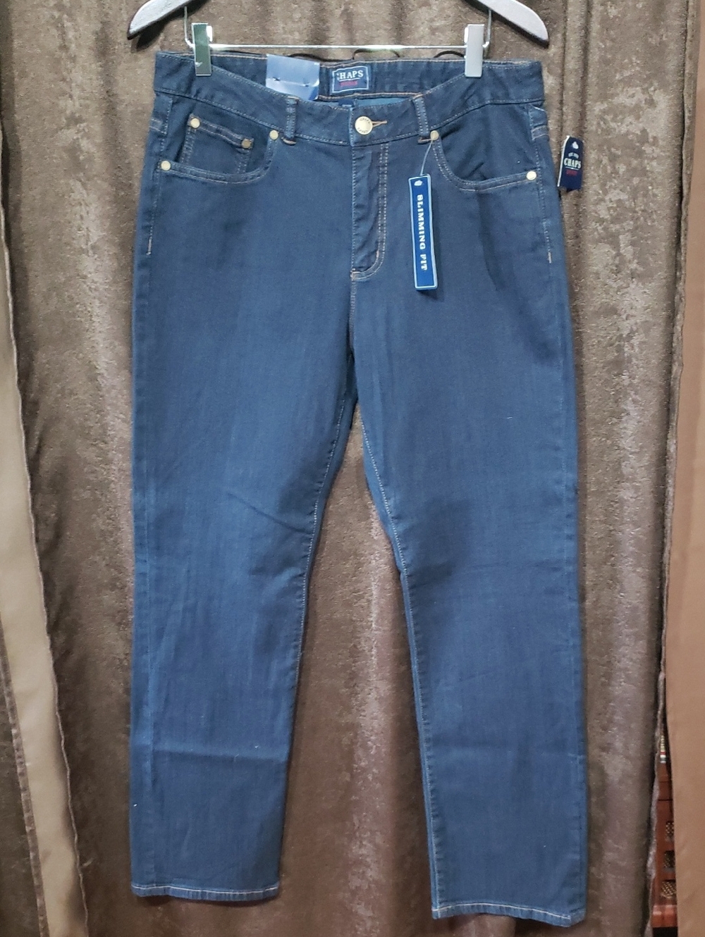 Women's Slimming Fit Chaps Denim Madden Straight Regular Size 12 Inseam 32 NWT